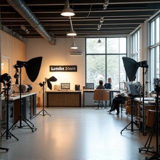 Vue du studio Lumière et équipement professionnel